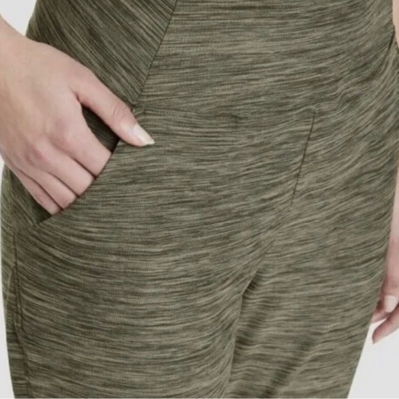 All In Motion Women's Knit Mid-Rise Wide Leg Pants - Heathered Olive Gre… - Picture 3 of 9